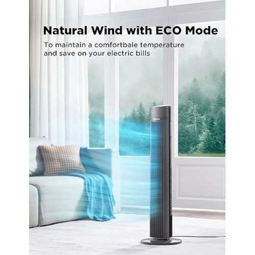  PELONIS 40''Oscillating Tower Fan | Remote Control | Quiet Stand Up | 3 Speed Settings | 3 Modes |15-Hour Timer | LED Display | for Bedroom Home Office Use| Black