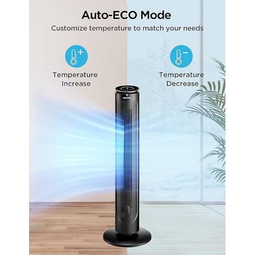  PELONIS 42’’ Oscillating Tower Fan with Aromatherapy Diffuser, Remote Control, 5 Speed Settings with 3 Modes LED Display for Bedroom Home Office Use, Black