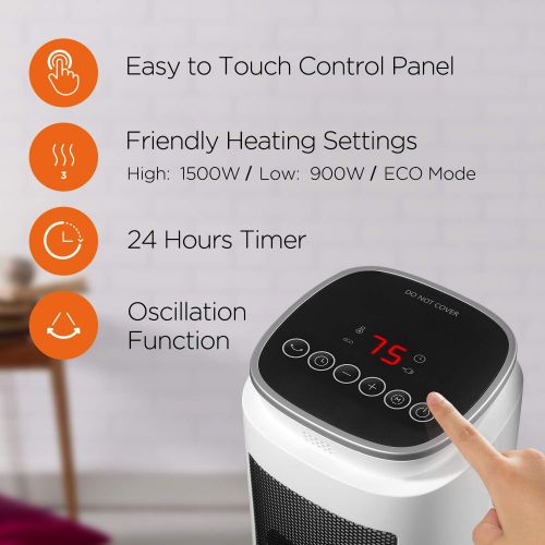  [아마존 핫딜] PELONIS Pelonis PHTPU1501 Ceramic Tower 1500W Indoor Space Heater with Oscillation, Remote Control, Programmable Thermostat & 8H Timer, ECO Mode, Tip-Over Switch & Overheating Protection.