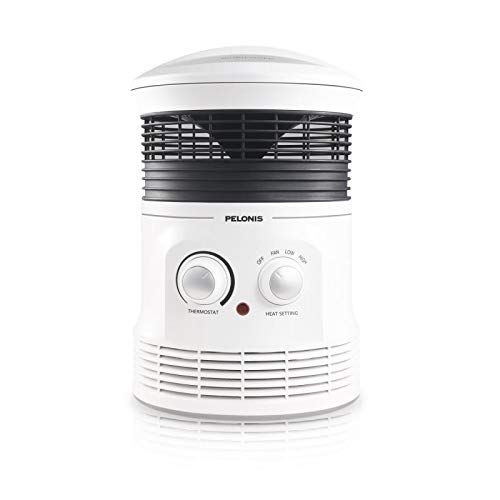  PELONIS PH-17P 360-Degree Surround Fan Forced Heater with 1500W Fasting, Adjustable Thermostat, 2 Heat Settings, Cool Touch Handle, Tip-Over Switch, Overheating Protection Function