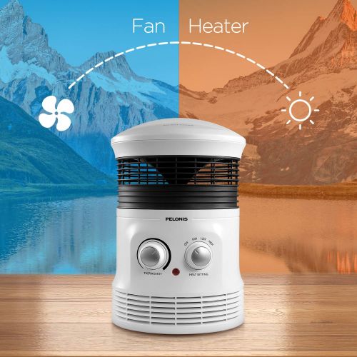  PELONIS PH-17P 360-Degree Surround Fan Forced Heater with 1500W Fasting, Adjustable Thermostat, 2 Heat Settings, Cool Touch Handle, Tip-Over Switch, Overheating Protection Function