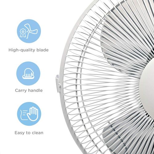  Pelonis FT30-15H Portable 3-Speed 12-Inch Oscillating Table Air Circulation Fan, White, 15 Inch TableFan