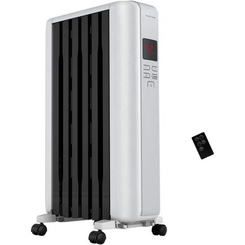  PELONIS Space Heater in Steel Cover, Portable Oil Heater with Thermostat, 24Hr Auto On/Off Timer, Remote, Oil Filled Radiator Full Room Heater with Tip Over & Overheat Protection f