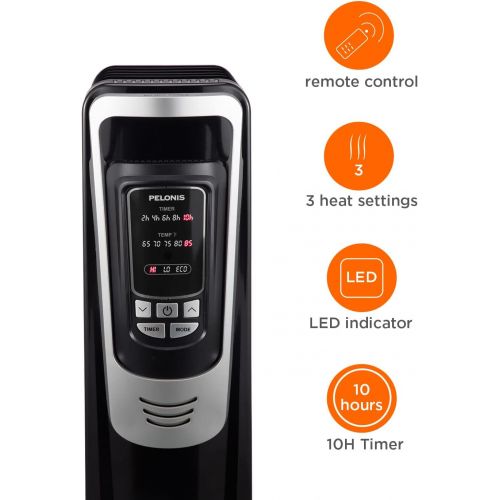  [아마존베스트]PELONIS Electric 1500W Oil Filled Radiator Heater with Safety Protection, LED Display, 3 Heat Settings and Five Temperature settings. Perfect for for Home or Office