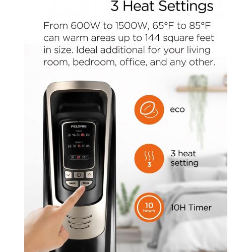  PELONIS Oil Filled Radiator Heater Luxurious Champagne Portable Space Heater with Programmable Thermostat, 10H Timer, Remote Control, Tip Over&Overheating Functions, Quiet Heater f