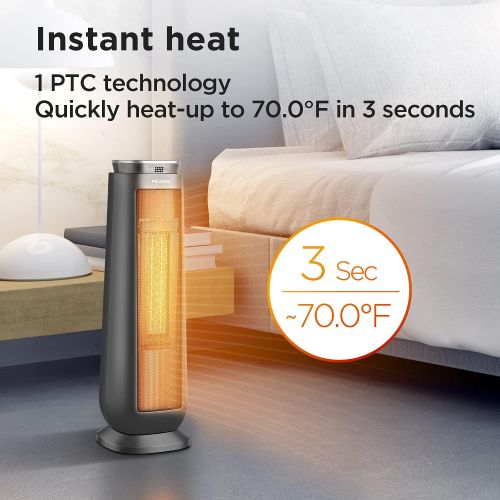 PELONIS PTH15A4BGB Ceramic Tower 1500W Indoor Space Heater with Oscillation, Remote Control, Programmable Thermostat & 8H Timer, ECO Mode, Tip-Over Switch & Overheating Protection.