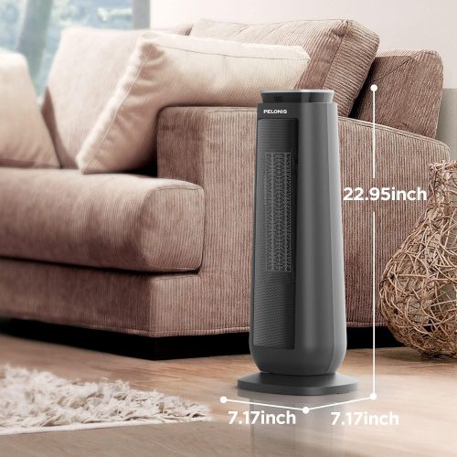  PELONIS PTH15A4BGB Ceramic Tower 1500W Indoor Space Heater with Oscillation, Remote Control, Programmable Thermostat & 8H Timer, ECO Mode, Tip-Over Switch & Overheating Protection.