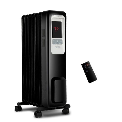  PELONIS Electric Radiator Heater, 1500W Portable Oil Filled Radiator Space Heater with Digital Thermostat, 24-Hour programmable Timer, Remote Control, Safe Heater for Full Room