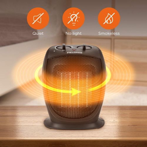  PELONIS PHTA1ABB Portable, 1500W/900W, Quiet Cooling & Heating Mode Space Heater for All Season, Tip Over & Overheat Protection,for Home, Office Personal Use, Black, 7 x 5.82 x 8.5