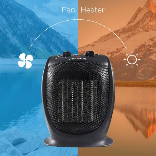  PELONIS PHTA1ABB Portable, 1500W/900W, Quiet Cooling & Heating Mode Space Heater for All Season, Tip Over & Overheat Protection,for Home, Office Personal Use, Black, 7 x 5.82 x 8.5