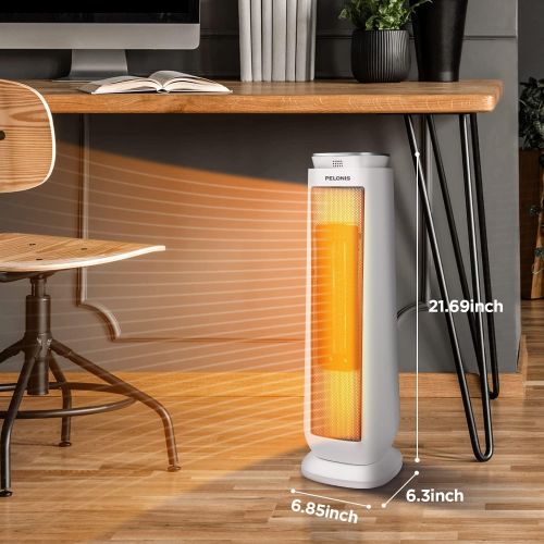  PELONIS PHTPU1501 Ceramic Tower 1500W Indoor Space Heater with Oscillation, Remote Control, Programmable Thermostat & 8H Timer, ECO Mode, Tip-Over Switch & Overheating Protection,