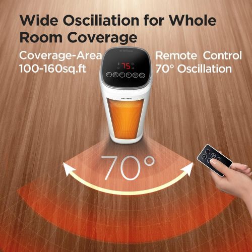  PELONIS PHTPU1501 Ceramic Tower 1500W Indoor Space Heater with Oscillation, Remote Control, Programmable Thermostat & 8H Timer, ECO Mode, Tip-Over Switch & Overheating Protection,