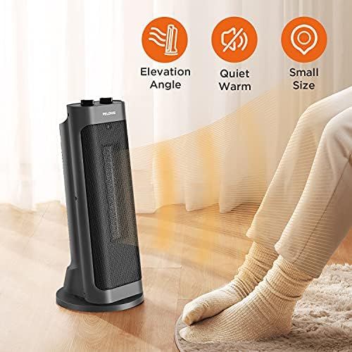  PELONIS PTH15A2BGB 1500W Fast Heating Space Heater, Programmable Thermostat, Easy Control, Widespread Oscillation, Over Heating & Tip-over Switch Protection, 7.72 x 7.72 x 17.76 In