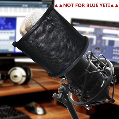  [아마존베스트]Pop Filter,PEMOTech [Upgraded Three Layers] Metal Mesh & Foam & Etamine Layer Microphone Windscreen Cover Handheld Mic Shield Mask,Microphone Accessories for Vocal Recording,Youtub