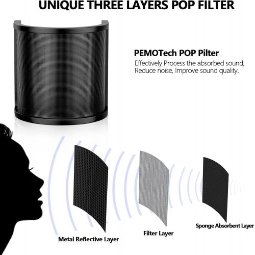  [무료배송] Pop Filter,PEMOTech 팝필터 업그레이드메탈 메쉬 & 폼 & 에타민 레이어 마이크 윈드스크린 커버