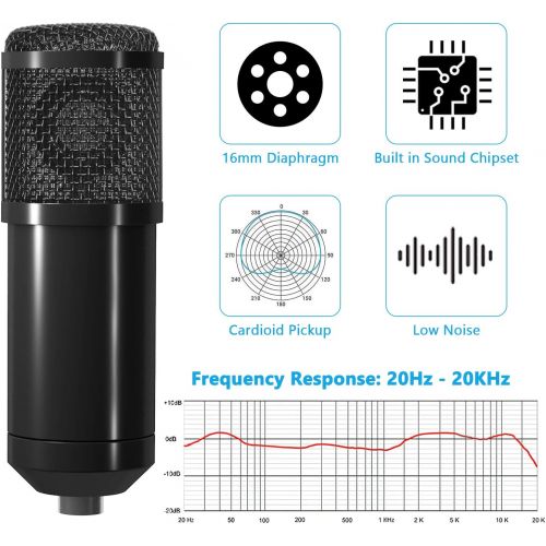  [아마존베스트]PEMOTech USB Microphone Kit for Computer, Studio Recording Microphone for Singing, Gaming Podcast Condenser Microphone Set with Adjustable Arm Stand Shock Mount for Streaming, YouT