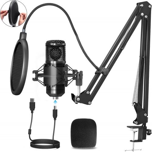  [아마존베스트]PEMOTech USB Microphone Kit for Computer, Studio Recording Microphone for Singing, Gaming Podcast Condenser Microphone Set with Adjustable Arm Stand Shock Mount for Streaming, YouT