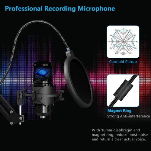  [아마존베스트]PEMOTech USB Microphone Kit for Computer, Studio Recording Microphone for Singing, Gaming Podcast Condenser Microphone Set with Adjustable Arm Stand Shock Mount for Streaming, YouT