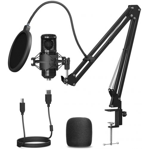  [아마존베스트]PEMOTech USB Condenser Recording Microphone Bundle Kit&3.5mm Microphone with Pop Filter for Podcast Streaming YouTube Skype Gaming