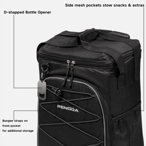  PENGDA Insulated Cooler Backpack Leakproof Soft Cooler Bag Lightweight Backpack for Lunch Picnic Hiking Camping Beach Park Day Trips (25Can, Black)