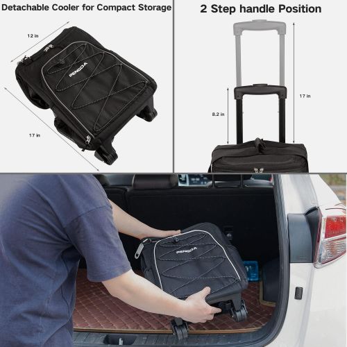  PENGDA Rolling Cooler 36 Can Insulated Rolling Bag with Wheels, Collapsible Soft Cooler Cart Leakproof Trolley for Picnics, Camping, Beach Trip, School, Working, Grocery Store Exte