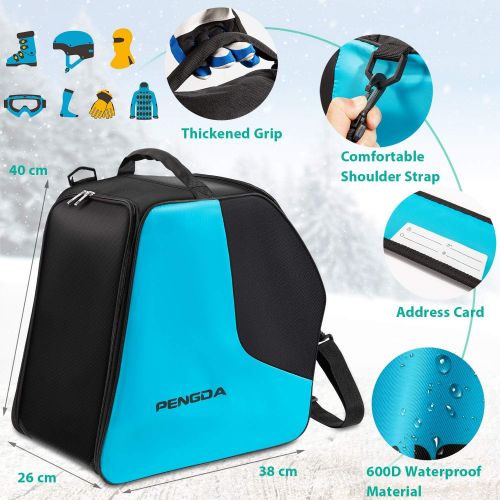  PENGDA Ski Boot Bag -Ski Boots Snowboard Boots Bag Waterproof Travel Boot Bag for Ski Helmets, Goggles, Gloves, Ski Apparel & Boot Storage(2 Separate Compartments)