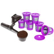 2-Item Bundle: 6-Pack Cafe Save Reusable K Cup Coffee Filters + EZ-Scoop 2 Tbsp Coffee Scoop with Integrated Funnel, Refillable Coffee Pod Capsule For Use with Keurig & Select Single Cup Coffee Maker