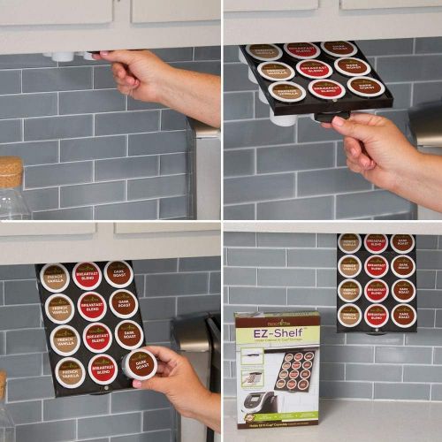  [아마존베스트]EZ-Shelf by Perfect Pod | Under Shelf Storage for K Cups, Coffee Holder Compatible with Keurig K Cup Coffee Pods, Space-Saving Under Counter Cabinet Coffee Pod Holder