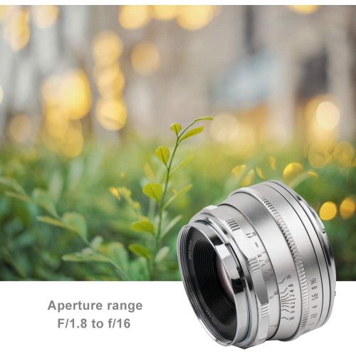  Pergear 25mm F1.8 Manual Focus Fixed Lens for Fujifilm Fuji Cameras X-A1 X-A10 X-A2 X-A3 A-at X-M1 XM2 X-T1 X-T3 X-T10 X-T2 X-T20 X-T30 X-Pro1 X-Pro2 X-E1 X-E2 E-E2s X-E3 (Sliver)