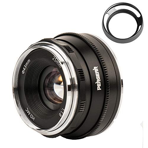  PERGEAR 25mm F1.8 Manual Focus Fixed Lens for Fujifilm Fuji Cameras X-A1 X-A10 X-A2 X-A3 A-at X-M1 XM2 X-T1 X-T3 X-T10 X-T2 X-T20 X-T30 X-Pro1 X-Pro2 X-E1 X-E2 E-E2s X-E3 (Black)