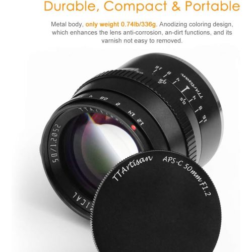  PERGEAR TTartisan 50mm F1.2 APS-C Format Large Aperture Manual Focus Fixed Lens Compatible with Sony E-Mount