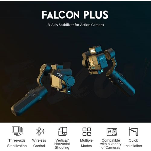  PERGEAR INKEE Falcon Plus Action Cameras Gimbal Stabilizer, Compatible with GoPro 10/9/8/7/6/5 Osmo Action Insta 360, GoPro Media Mode 9H Battery Life Wireless Control USB-C Universal Char