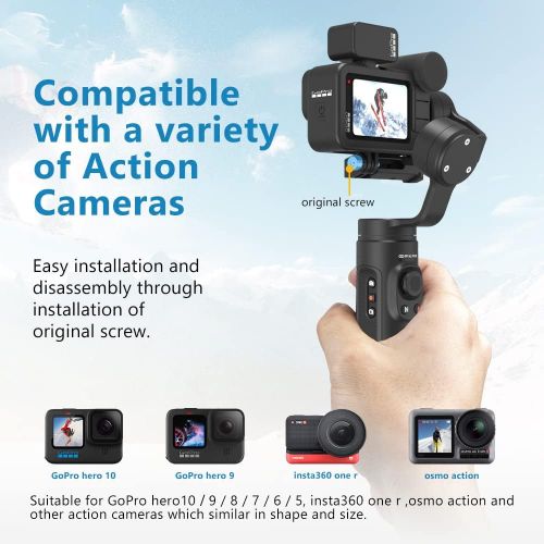  PERGEAR INKEE Falcon Plus Action Cameras Gimbal Stabilizer, Compatible with GoPro 10/9/8/7/6/5 Osmo Action Insta 360, GoPro Media Mode 9H Battery Life Wireless Control USB-C Universal Char