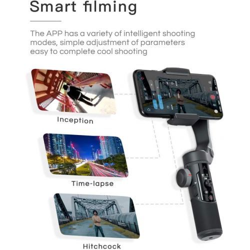 PERGEAR AOCHUAN Smart XR 3-Axis Handheld Gimbal for Smartphone, Foldable Small Pocket Size 250g Max. Payload iOS & Android Supported Combined Zoom Dual Focus Control LCD Display
