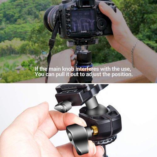  PERGEAR TH4 Ball Head TH3 Tripod Ballhead Upgraded Version, Aluminum Alloy Construction, Weights 190g6.7oz, 10KG22lbs Payload, Easy Panoramic Shooting, Easy Switch Between Vertic