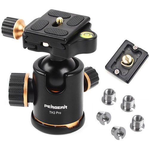  PERGEAR Pergear Heavy Duty Photography Camera Tripod Ball Head 360 Degree Fluid Rotation Tripod Ballhead with 2 Pcs Plate For DSLR Camera