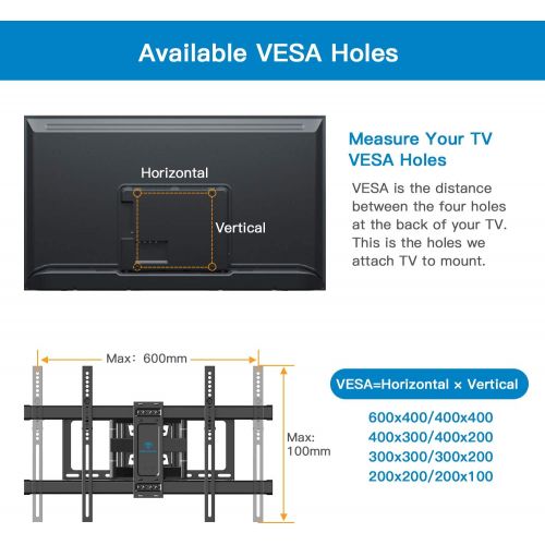  [아마존 핫딜] [아마존핫딜]PERLESMITH TV Wall Mount Bracket Full Motion Dual Articulating Arm for Most 37-70 Inch LED, LCD, OLED, Flat Screen, Plasma TVs up to 132lbs VESA 600×400 with Tilt, Swivel and Rotat