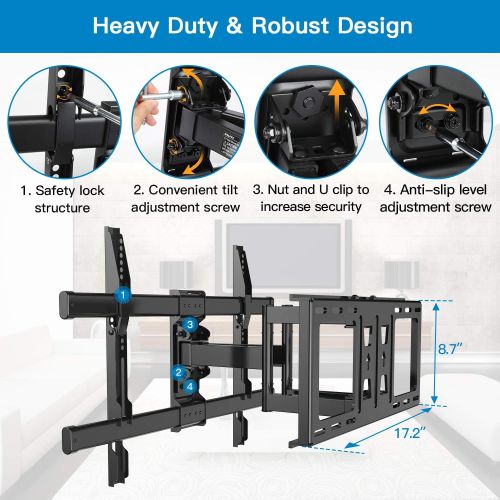  [아마존 핫딜] [아마존핫딜]PERLESMITH TV Wall Mount Bracket Full Motion Dual Articulating Arm for Most 37-70 Inch LED, LCD, OLED, Flat Screen, Plasma TVs up to 132lbs VESA 600×400 with Tilt, Swivel and Rotat