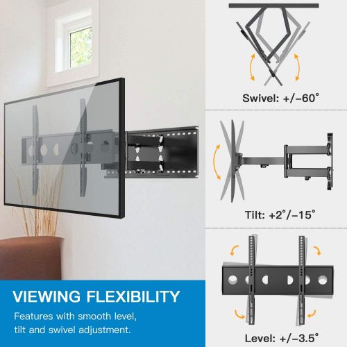  [아마존 핫딜] [아마존핫딜]PERLESMITH Full Motion TV Wall Mount for Most 37-80 Inch TVs up to 132lbs Max VESA 600×400, Fits for 16-24 Inch Wood Studs, with Cable Management and Extends up to 22 Inch