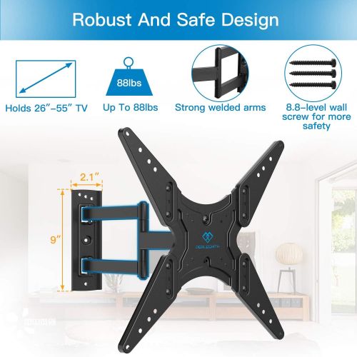  [아마존 핫딜] [아마존핫딜]PERLESMITH TV Wall Mount for Most 26-55 Inch TVs with Swivel & Extend 18.5 Inch - Wall Mount TV Bracket VESA 400x400 Fits LED, LCD, OLED Flat Screen TVs Up to 88 lbs - with HDMI Ca