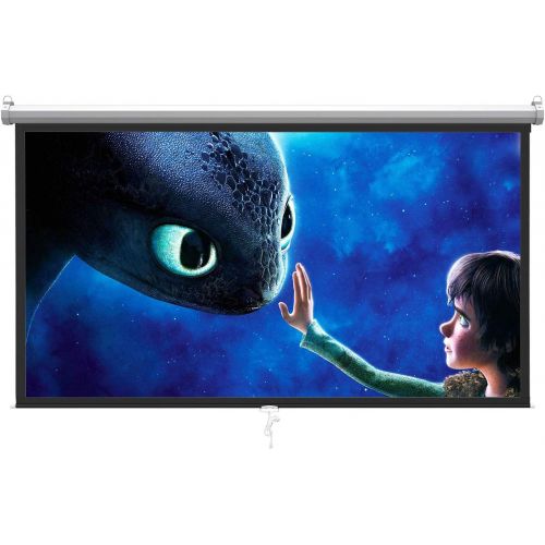  [아마존베스트]PERLESMITH Manual Pull Down Projector Screen 100 inch 16:9 HD Widescreen - Retractable Auto-Locking Portable Projection Screen for Indoor Outdoor Movie, Home Theater, Cinema, Gamin