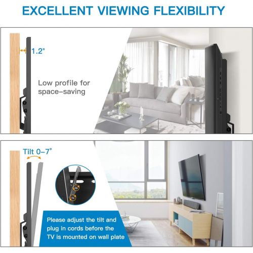  [아마존베스트]Tilting TV Wall Mount Bracket Low Profile for Most 23-55 Inch LED, LCD, OLED, Plasma Flat Screen TVs with VESA 400x400mm Weight up to 115lbs by PERLESMITH