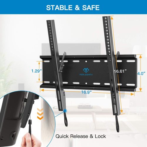  [아마존베스트]Tilting TV Wall Mount Bracket Low Profile for Most 23-55 Inch LED, LCD, OLED, Plasma Flat Screen TVs with VESA 400x400mm Weight up to 115lbs by PERLESMITH