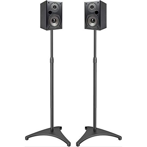  PERLESMITH Speaker Stands Height Adjustable 30-44 Inch with Cable Management, Hold Satellite Speakers and Small Bookshelf Speakers up to 8lbs -1 Pair