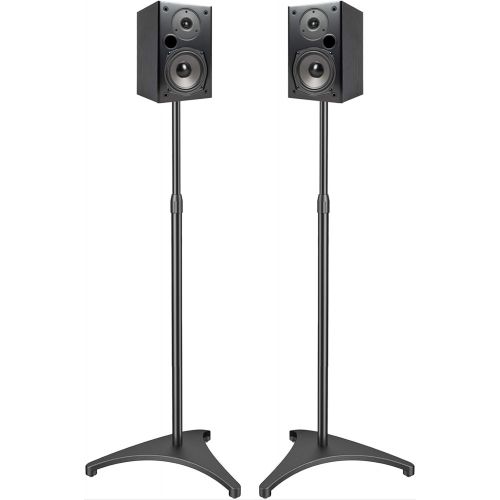  PERLESMITH Speaker Stands Height Adjustable 30-44 Inch with Cable Management, Hold Satellite Speakers and Small Bookshelf Speakers up to 8lbs -1 Pair
