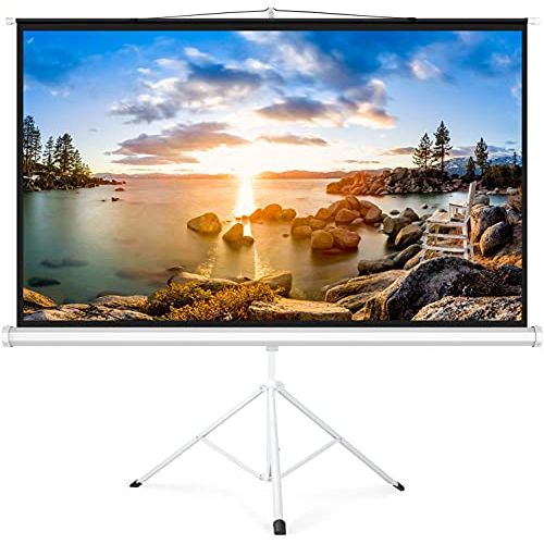  PERLESMITH Projector Screen with Stand 100 Inch 4K Ultra HD 16:9 Portable Outdoor Indoor Movie 3D Widescreen with Foldable Tripod Retractable Screen for Home Theater, Gaming, Offic