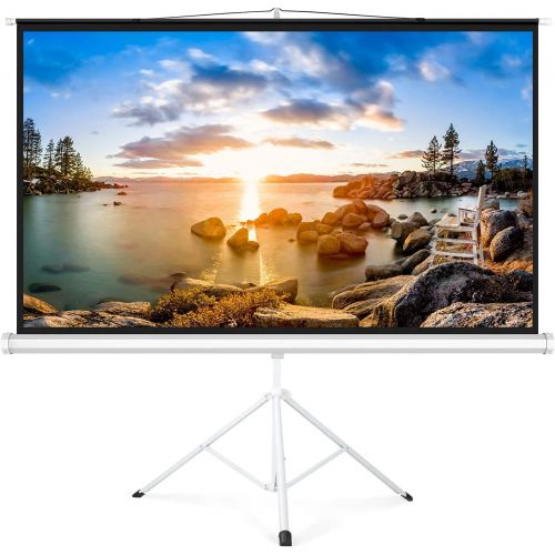  PERLESMITH Projector Screen with Stand 100 Inch 4K Ultra HD 16:9 Portable Outdoor Indoor Movie 3D Widescreen with Foldable Tripod Retractable Screen for Home Theater, Gaming, Offic