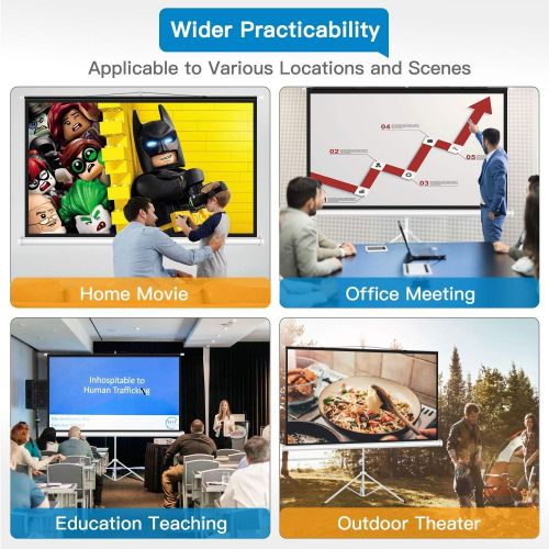  PERLESMITH Projector Screen with Stand 100 Inch 4K Ultra HD 16:9 Portable Outdoor Indoor Movie 3D Widescreen with Foldable Tripod Retractable Screen for Home Theater, Gaming, Offic