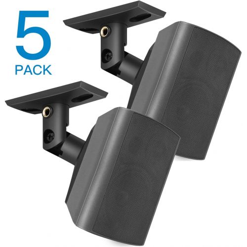  PERLESMITH Speaker Mounts - Universal Satellite Speaker Wall Brackets, 5 Pack - Adjustable Tilt and Swivel for Large Surround Sound Speakers - for Walls and Ceilings - Holds up to
