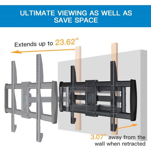  PERLESMITH TV Wall Mount Bracket Full Motion - Fits 16, 18 or 24 Studs - for Most 50-90 Inch LED LCD OLED 4K TVs up to 165lbs Max VESA 800x400mm, 23.62 Extension - PSXFK1